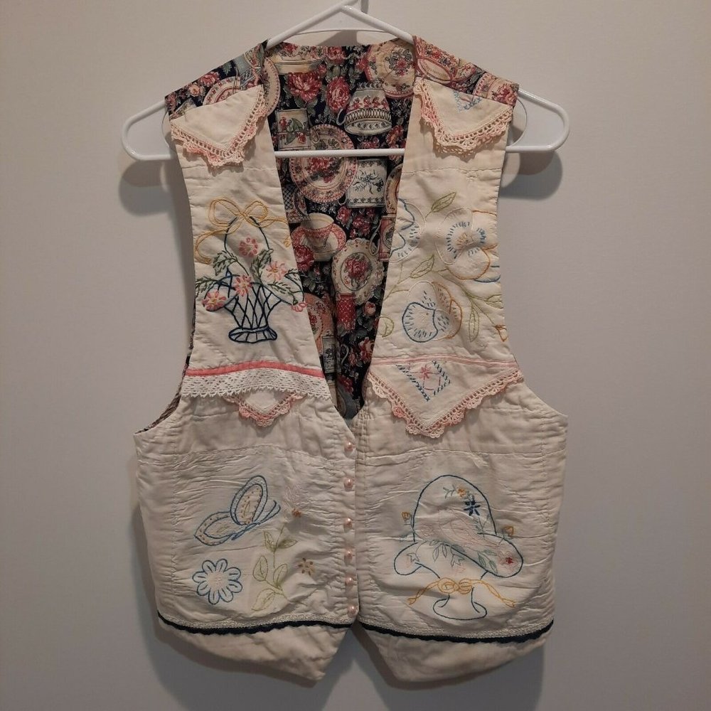 Vintage,Homemade Vest out of vintage linens.